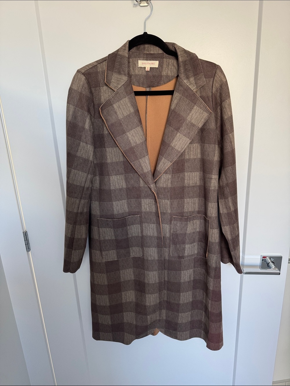 Solitaire Plaid Trench Coat in Brown and Taupe
